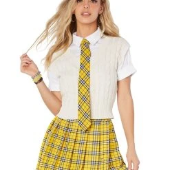 Spirit Halloween Yellow Plaid Schoolgirl Tie