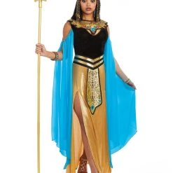 Spirit Halloween Adult Blue and Gold Cleopatra Costume