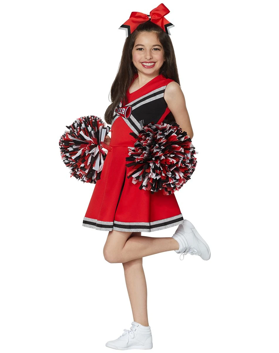 Spirit Halloween Kids Red and Black Cheerleader Costume 1 Spirit Halloween Kids Red and Black Cheerleader Costume