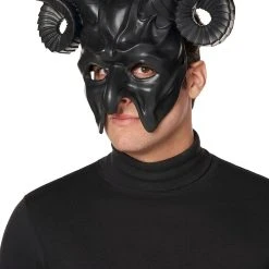 Spirit Halloween Black Horror Devil Half Mask -Cheap Trick Or Treat Hub Store 01541770 b