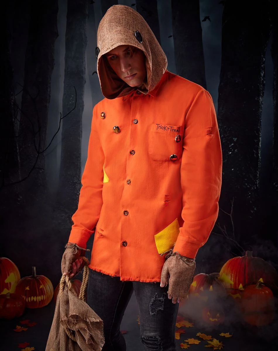 Spirit Halloween Sam Hooded Button-Up Shirt - Trick 'r Treat 1 Spirit Halloween Sam Hooded Button-Up Shirt - Trick 'r Treat