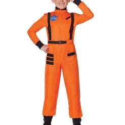 Spirit Halloween Kids Orange NASA Jumpsuit Costume