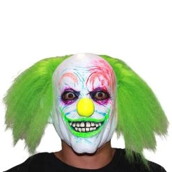 Spirit Halloween Neon Green Hair Clown Full Mask