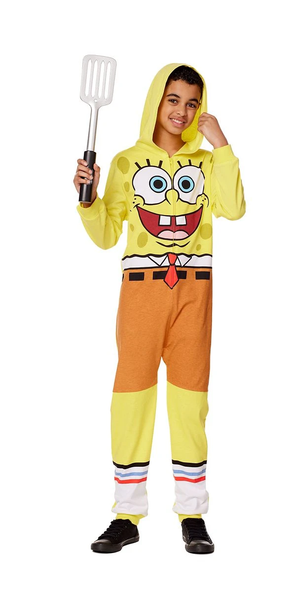 Spirit Halloween Kids SpongeBob SquarePants Hooded Jumpsuit 1 Spirit Halloween Kids SpongeBob SquarePants Hooded Jumpsuit