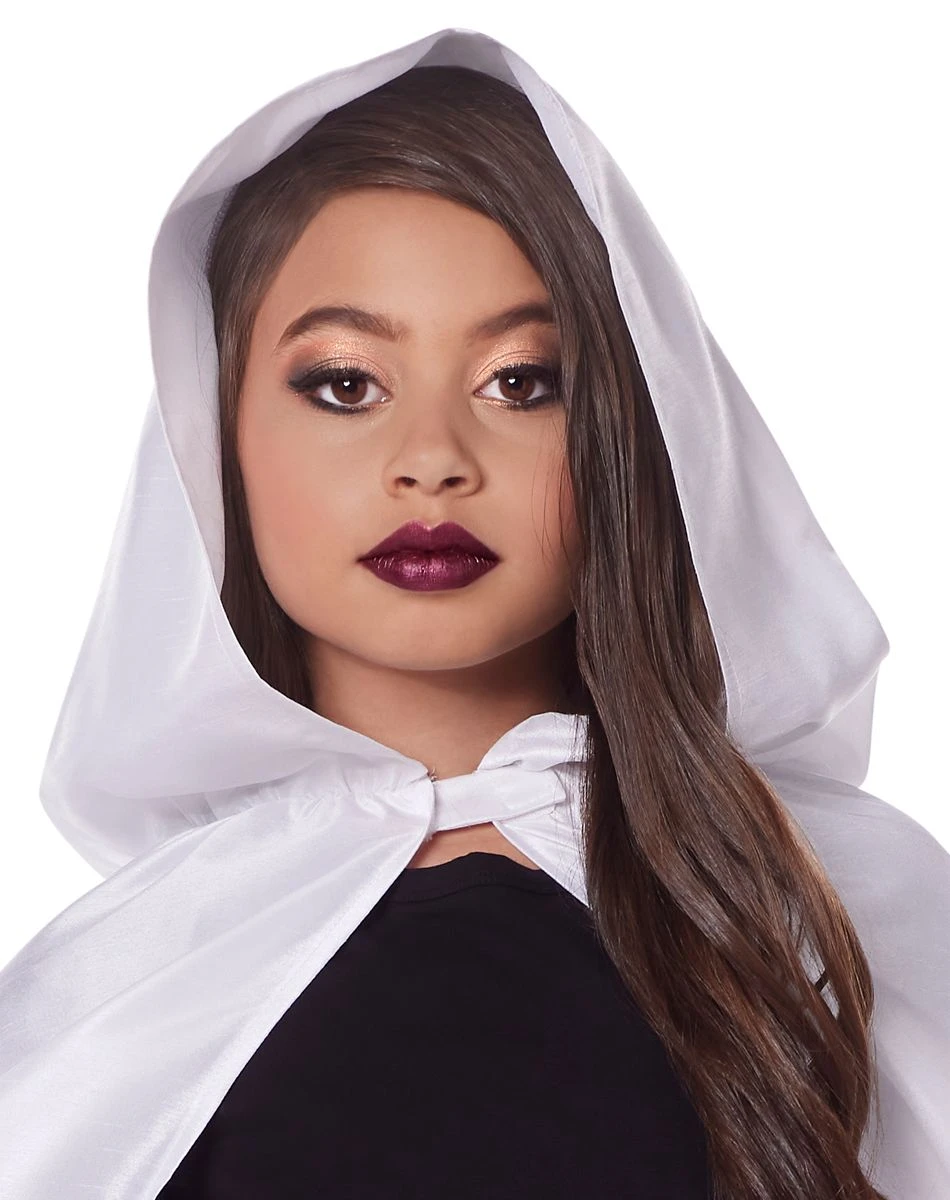 Spirit Halloween Kids White Hooded Cape 3 Spirit Halloween Kids White Hooded Cape - Image 3