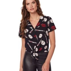 Spirit Halloween Jason Voorhees Tie Front Shirt - Friday the 13th