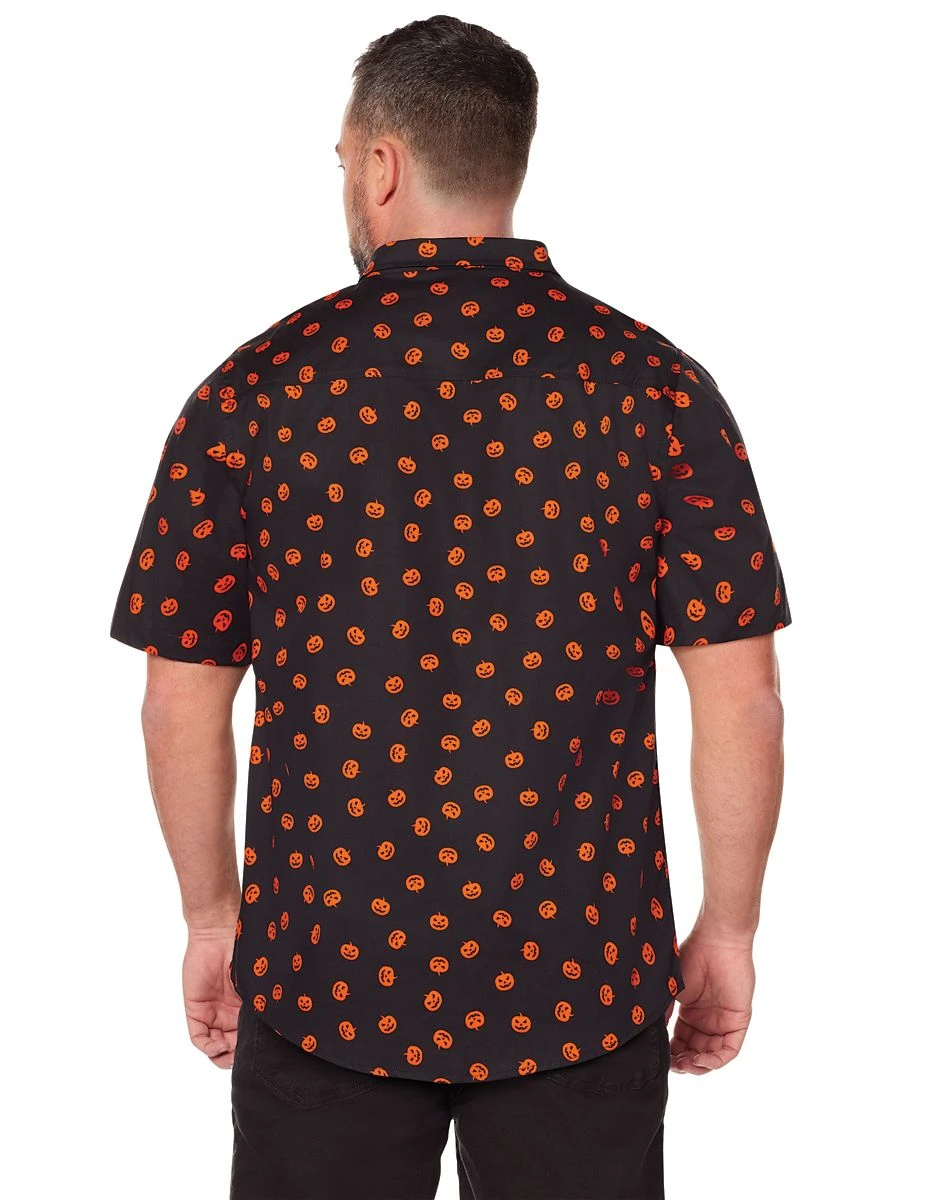 Spirit Halloween Pumpkin Print Button Down Plus Size Shirt 2 Spirit Halloween Pumpkin Print Button Down Plus Size Shirt - Image 2