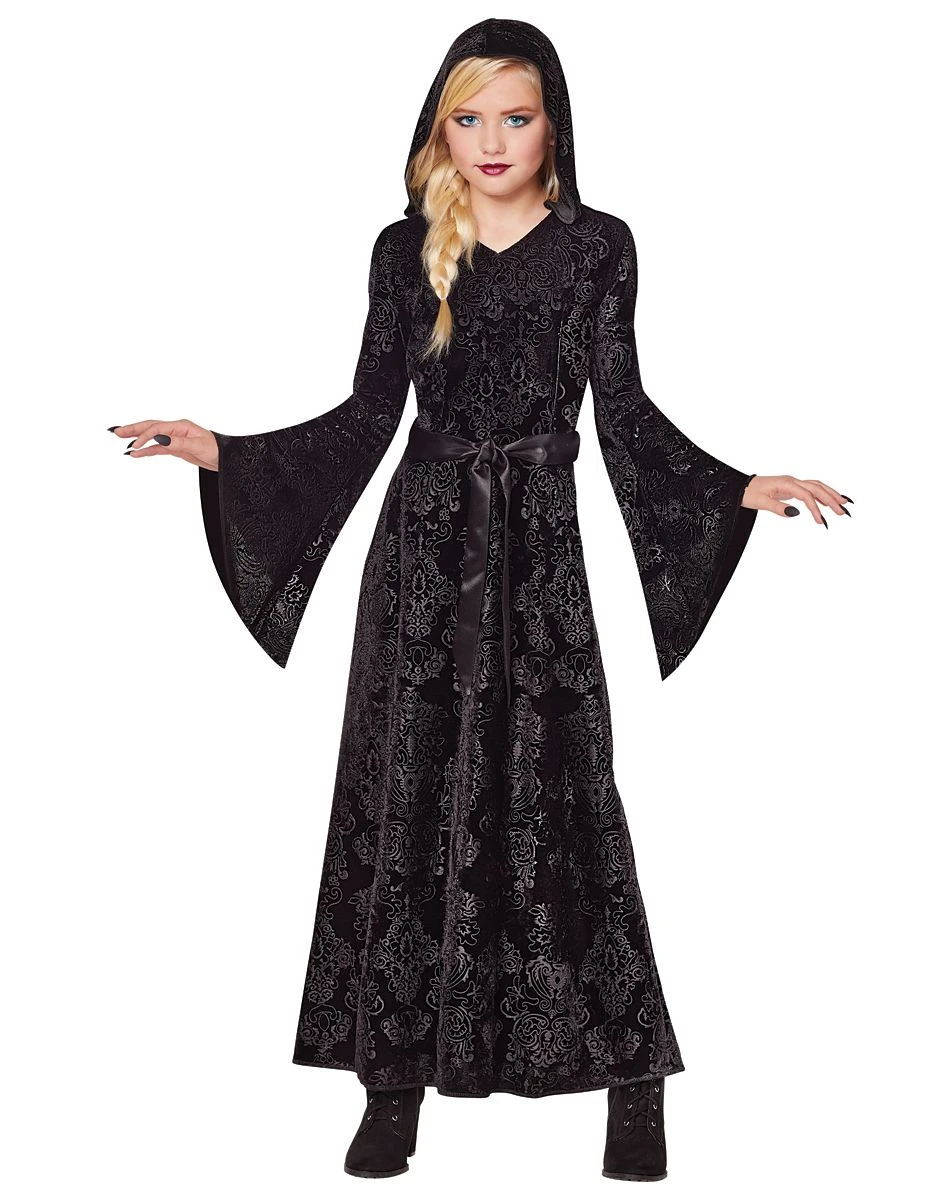 Spirit Halloween Kids Black Hooded Dress 1 Spirit Halloween Kids Black Hooded Dress