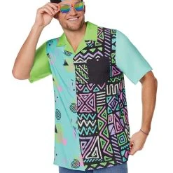 Spirit Halloween Adult '80s Button Down Shirt