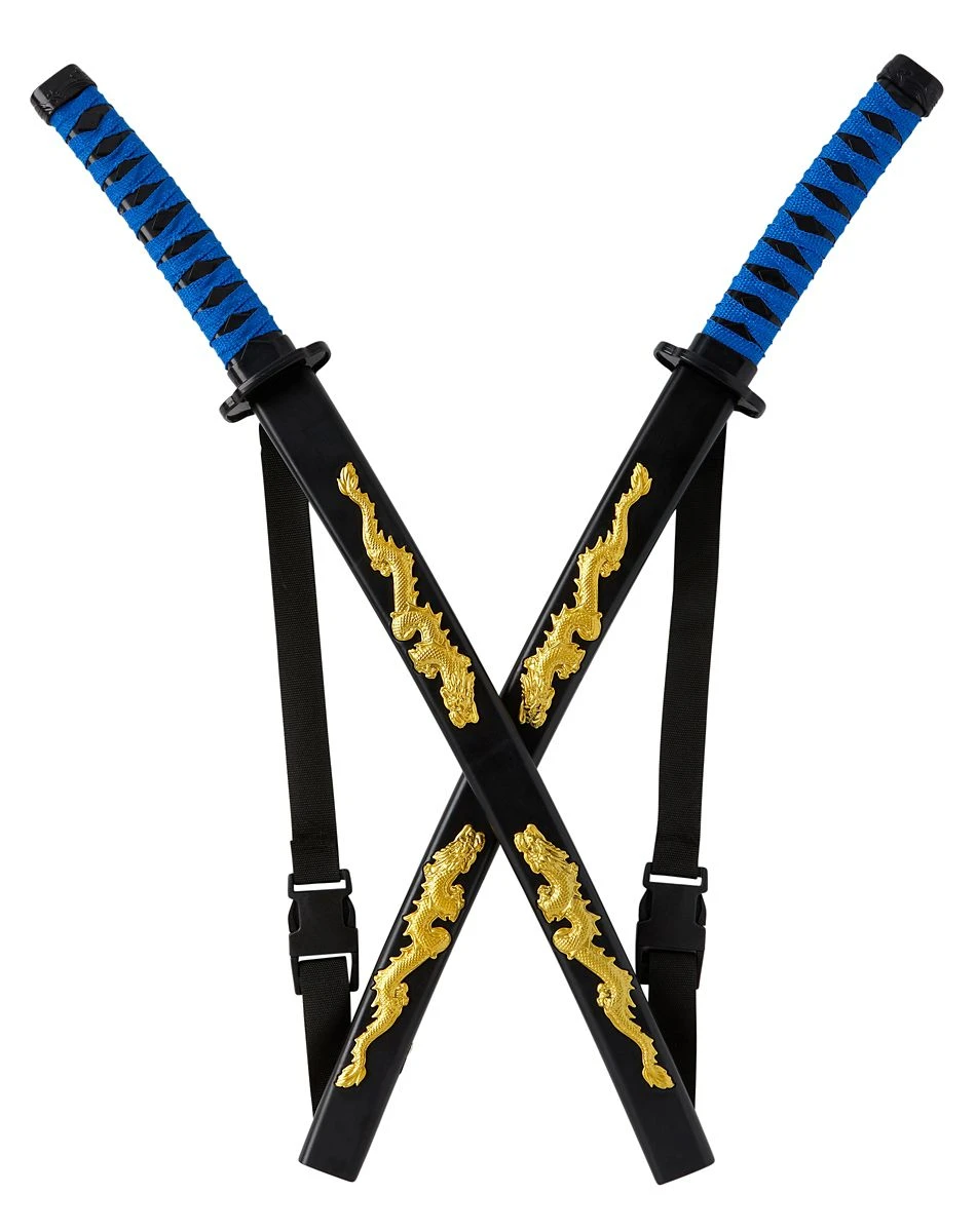 Spirit Halloween Kids Blue Ninja Swords with Harness 1 Spirit Halloween Kids Blue Ninja Swords with Harness