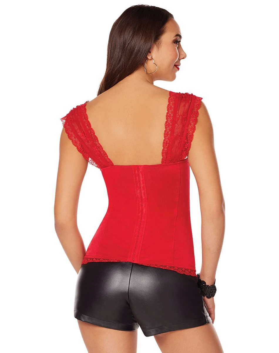 Spirit Halloween Adult Red Lace Cap Sleeve Corset 2 Spirit Halloween Adult Red Lace Cap Sleeve Corset - Image 2