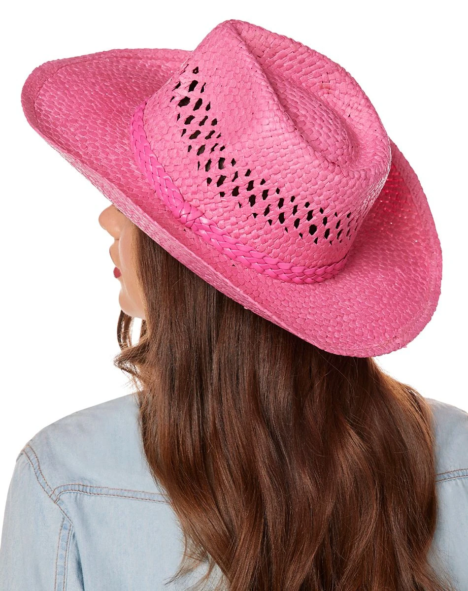 Spirit Halloween Pink Straw Cowboy Hat 2 Spirit Halloween Pink Straw Cowboy Hat - Image 2