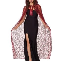 Spirit Halloween Adult Burgundy Lace Cape