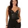 Spirit Halloween Black Pleather Lace Cup Bodysuit