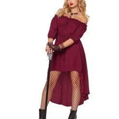 Spirit Halloween Adult Burgundy Peasant Dress