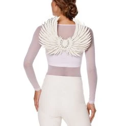 Spirit Halloween White Faux Leather Angel Wings