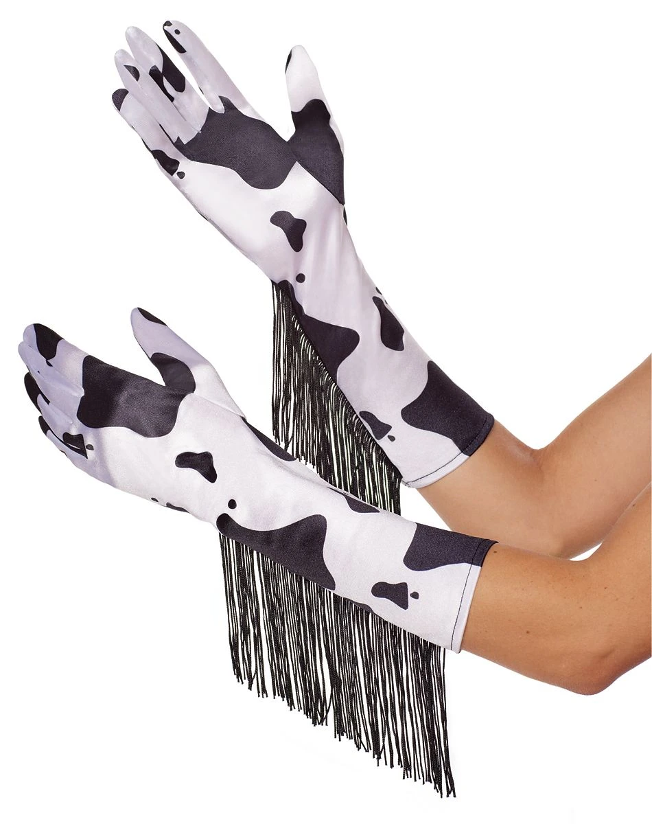 Spirit Halloween Western Cow Print Fringe Gloves 1 Spirit Halloween Western Cow Print Fringe Gloves