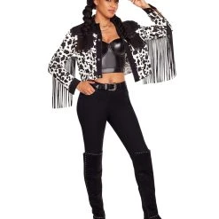 Spirit Halloween Adult Western Cow Print Fringe Jacket