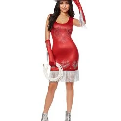 Spirit Halloween Adult Red Cowgirl Dress Costume