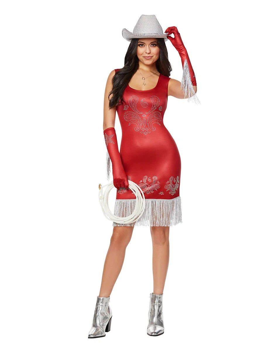 Spirit Halloween Adult Red Cowgirl Dress Costume 1 Spirit Halloween Adult Red Cowgirl Dress Costume