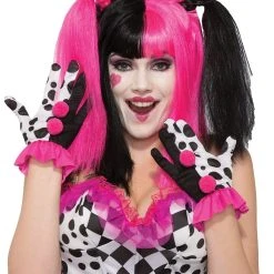 Spirit Halloween Harlequin Clown Ruffle Gloves -Cheap Trick Or Treat Hub Store 07401607 c