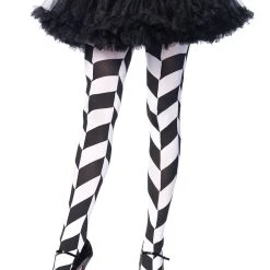 Spirit Halloween Black and White Chevron Tights