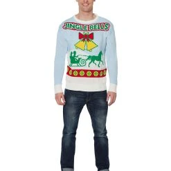 Spirit Halloween Adult Singing Light Up Jingle Bells Ugly Christmas Sweater -Cheap Trick Or Treat Hub Store 07440621 e