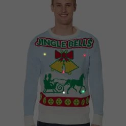 Spirit Halloween Adult Singing Light Up Jingle Bells Ugly Christmas Sweater -Cheap Trick Or Treat Hub Store 07440621 f