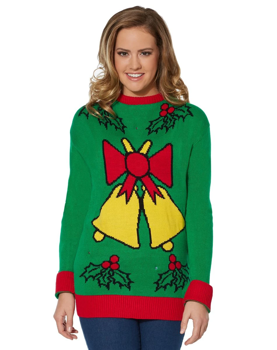 Spirit Halloween Adult Singing Light Up Bell Ugly Christmas Sweater 2 Spirit Halloween Adult Singing Light Up Bell Ugly Christmas Sweater - Image 2