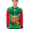 Spirit Halloween Adult Green Reindeer Ugly Christmas Sweater