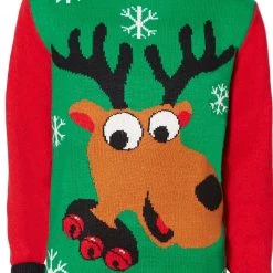 Spirit Halloween Adult Green Reindeer Ugly Christmas Sweater -Cheap Trick Or Treat Hub Store 07440779 c