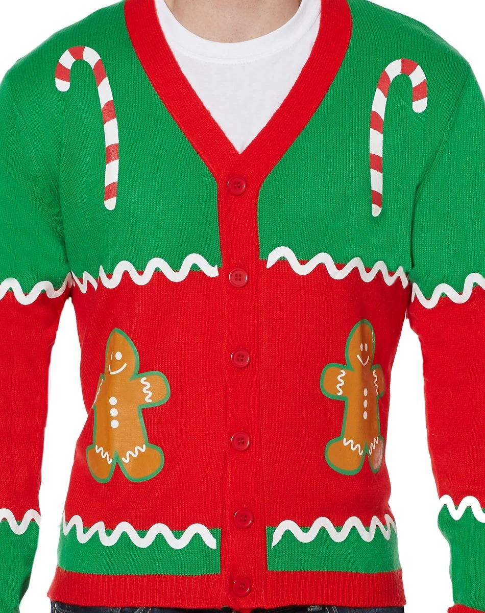 Spirit Halloween Adult Gingerbread Ugly Christmas Sweater Cardigan 4 Spirit Halloween Adult Gingerbread Ugly Christmas Sweater Cardigan - Image 4