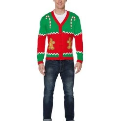 Spirit Halloween Adult Gingerbread Ugly Christmas Sweater Cardigan 9 Spirit Halloween Adult Gingerbread Ugly Christmas Sweater Cardigan -Cheap Trick Or Treat Hub Store 07440803 e