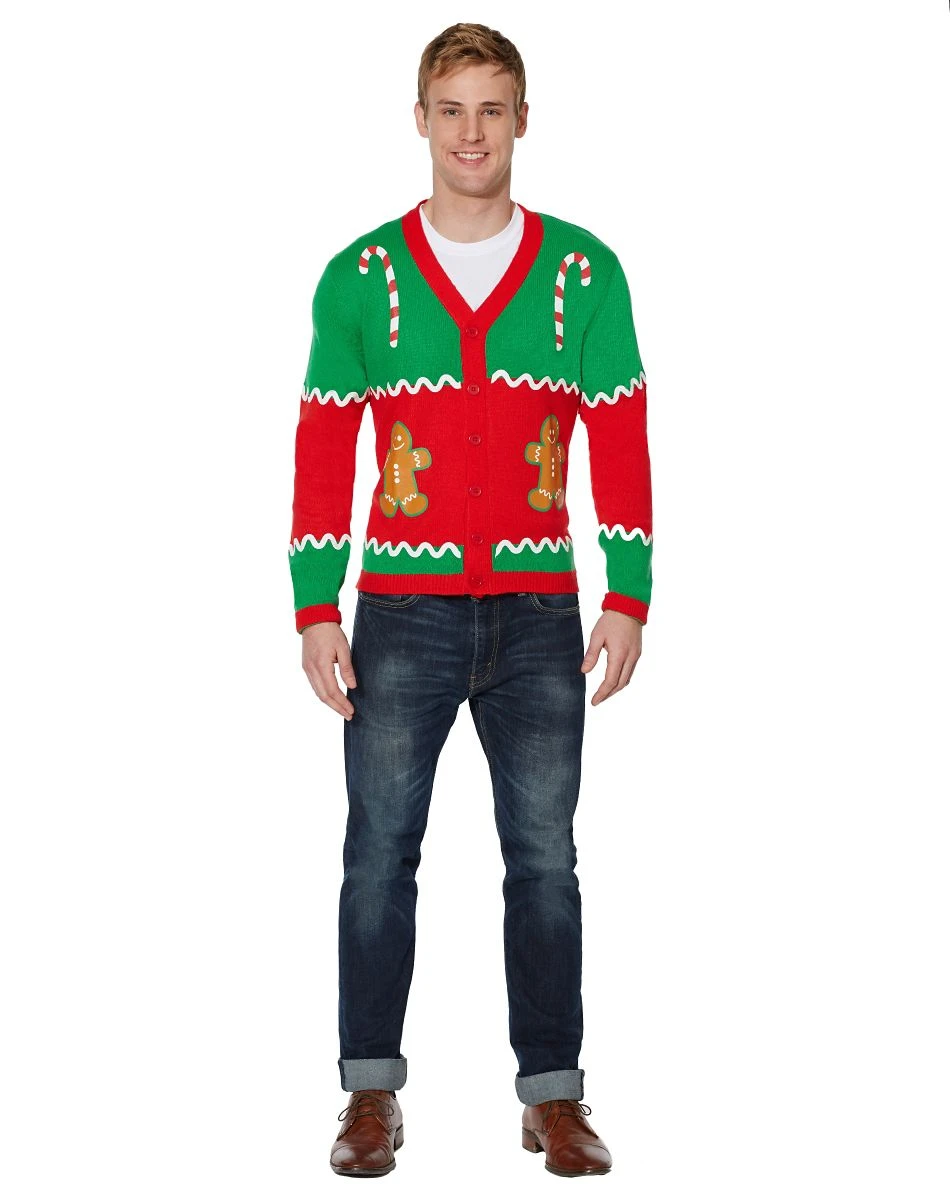 Spirit Halloween Adult Gingerbread Ugly Christmas Sweater Cardigan 5 Spirit Halloween Adult Gingerbread Ugly Christmas Sweater Cardigan - Image 5