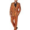 Spirit Halloween Adult Orange and Black Light Up Striped Suit