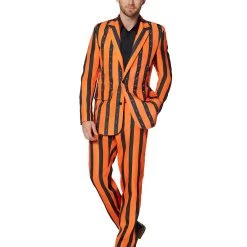 Spirit Halloween Adult Orange and Black Light Up Striped Suit