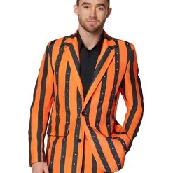 Spirit Halloween Adult Orange and Black Light Up Striped Suit -Cheap Trick Or Treat Hub Store 07518269 c