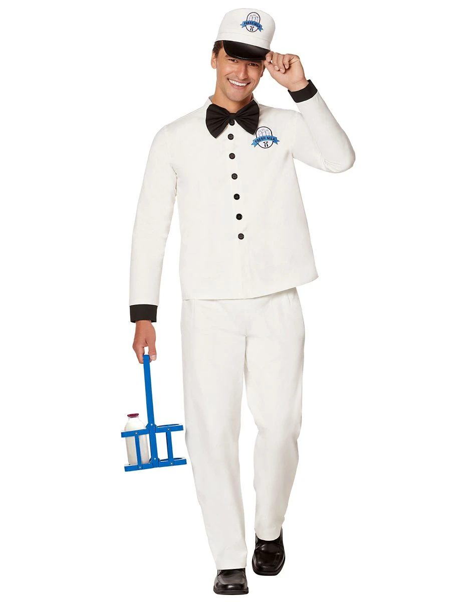 Spirit Halloween Adult Retro Milk Man Costume 2 Spirit Halloween Adult Retro Milk Man Costume - Image 2