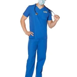 Spirit Halloween Adult Blue Medical Scrubs Costume -Cheap Trick Or Treat Hub Store 07574312 c