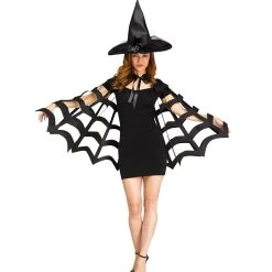 Spirit Halloween Adult Spider Web Capelet Poncho