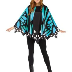 Spirit Halloween Adult Teal Butterfly Poncho
