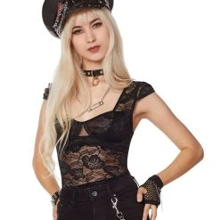 Spirit Halloween Lace Trim Plus Size Bodysuit